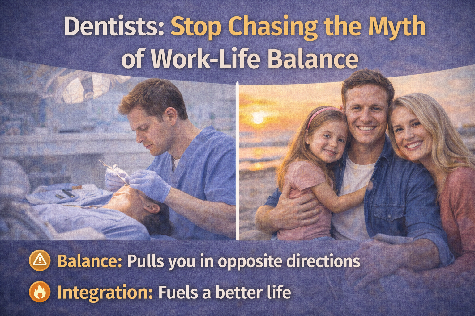 Dentist practice owner rethinking work-life balance and building sustainable work-life integration