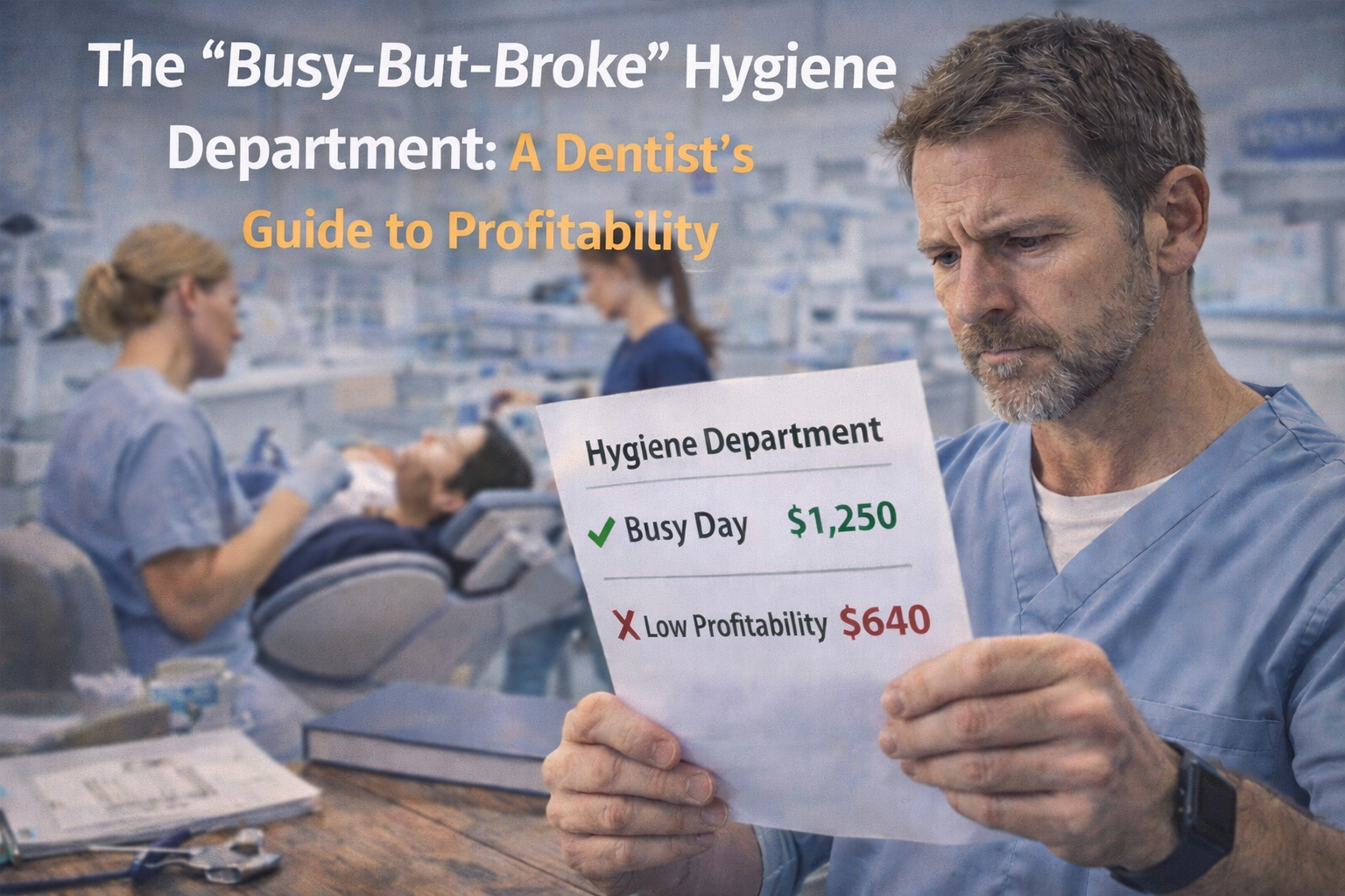 Busy dental hygiene department highlighting profitability challenges and production inefficiencies in a dental practice