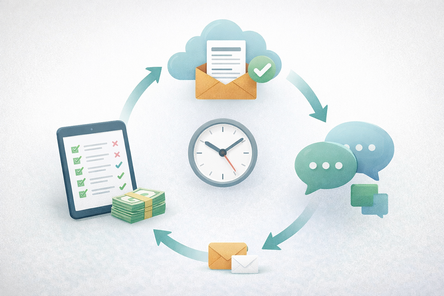 Diagram showing three business systems that allow a dental practice to operate efficiently without the dentist present
