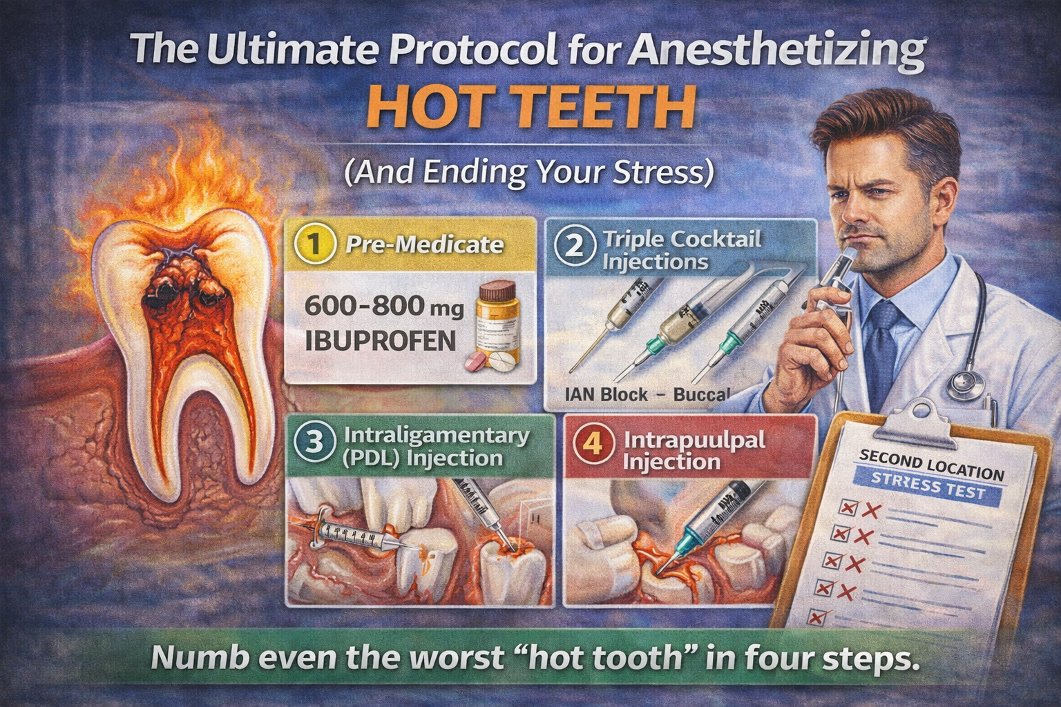 Step-by-step dental protocol for anesthetizing a hot tooth