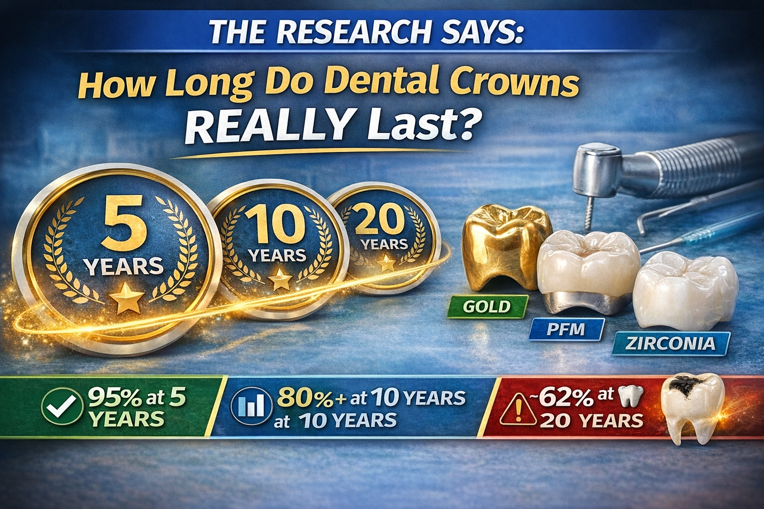Evidence-based analysis of dental crown longevity and long-term survival rates in restorative dentistry